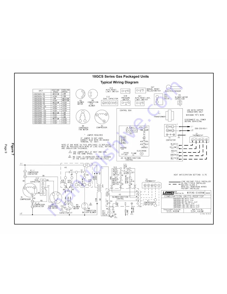 Lennox 10GCS-024 Installation Instructions Manual Download Page 9