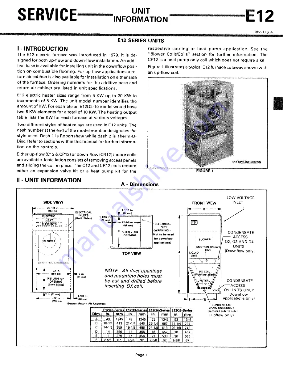 Lennox E12Q2-05 Service Information Download Page 1