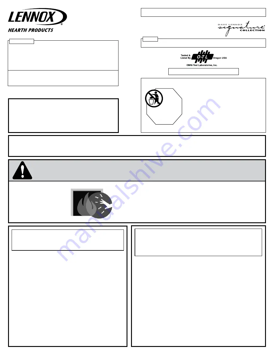 Lennox Elite CVF - LP Installation And Operation Instructions Manual Download Page 1