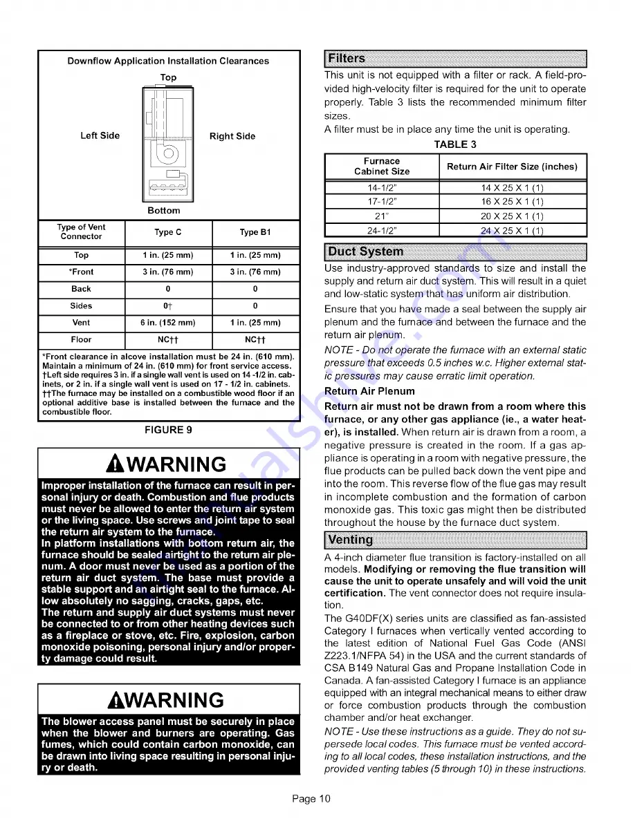 Lennox G40DF(X)-24A-045 Installation Instructions Manual Download Page 10