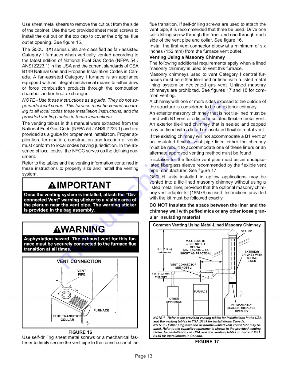 Lennox G50UH-24A-045 Installation Instructions Manual Download Page 13