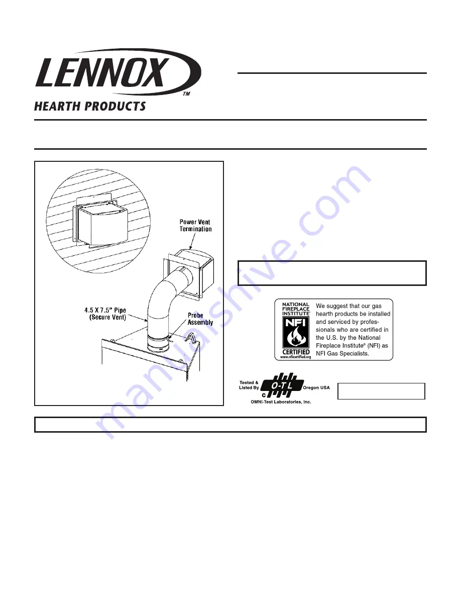 Lennox LPVK-110 Installation Instructions Manual Download Page 1