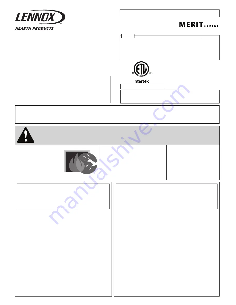 Lennox MERIT MLDVT-30NM Installation Instructions Manual Download Page 1