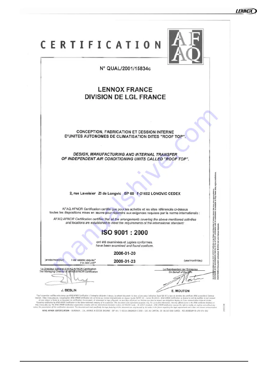 Lennox ROOFTOP FLEXY FXK 100 Installation, Operating And Maintenance Download Page 100