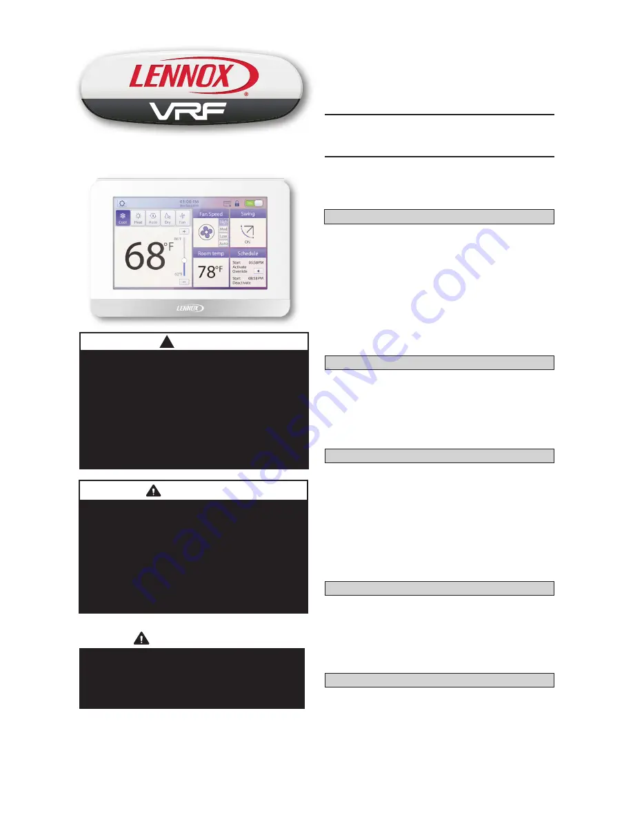 Lennox V0STAT51P-2 Installation And Operation Instructions Manual Download Page 1