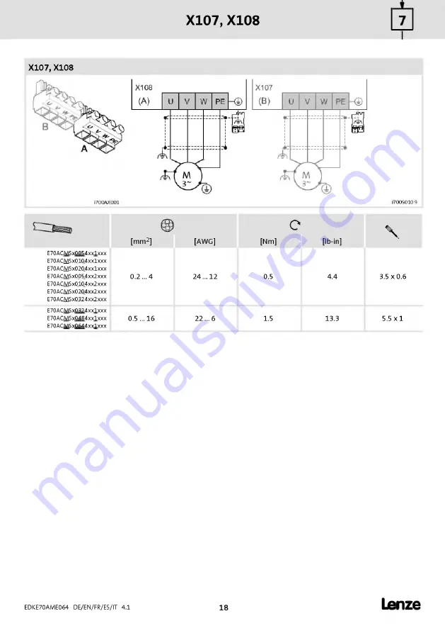 Lenze E70ACMS4 Series Скачать руководство пользователя страница 18