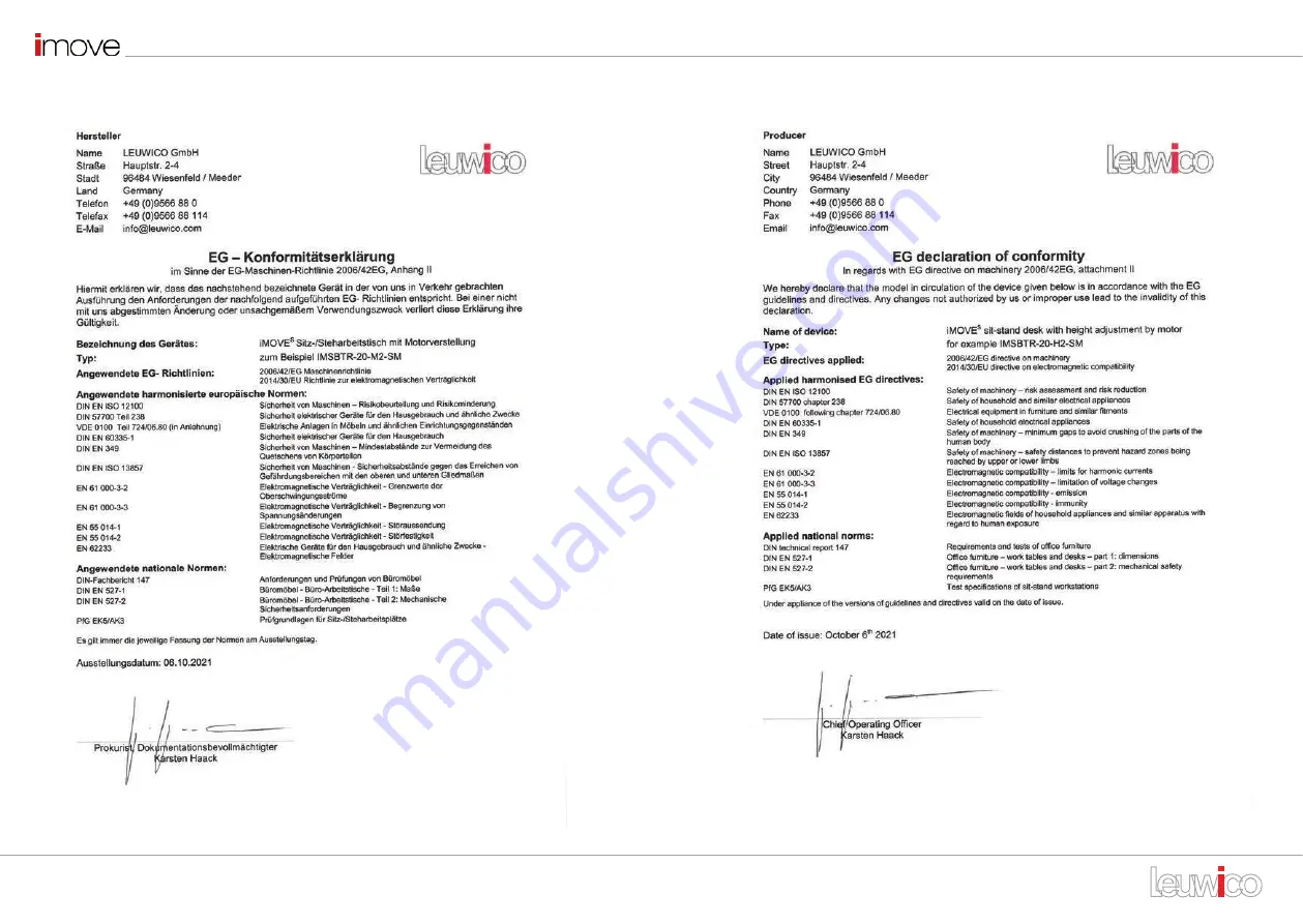 Leuwico imove User Manual Download Page 28