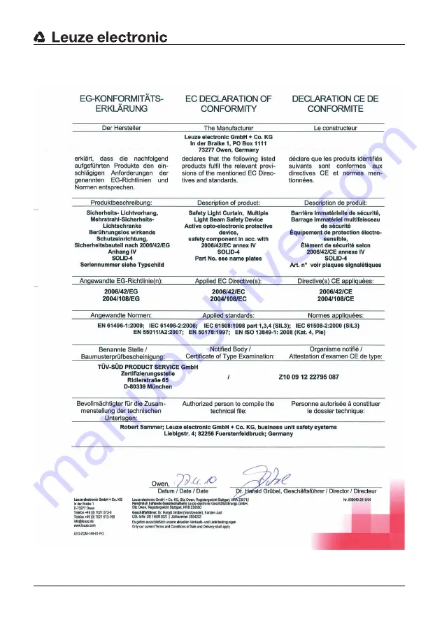 Leuze electronic SD4R 14 Connecting And Operating Instructions Download Page 73