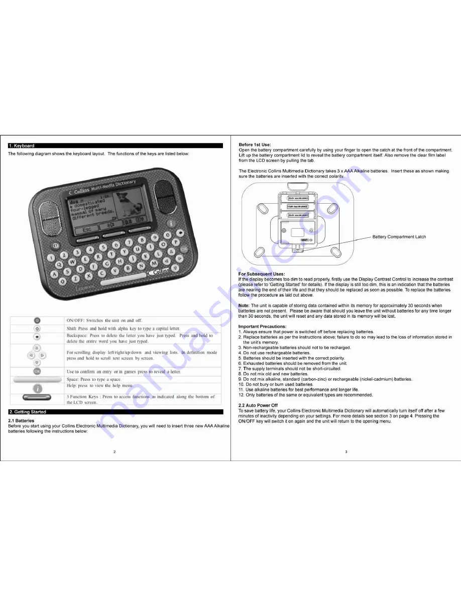 LEXIBOOK Collins MD6001GB User Manual Download Page 2