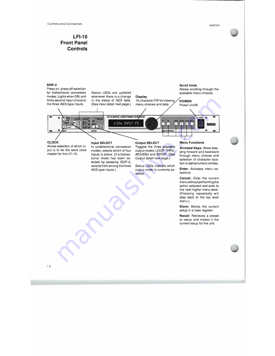 Lexicon LFI-10 User Manual Download Page 10