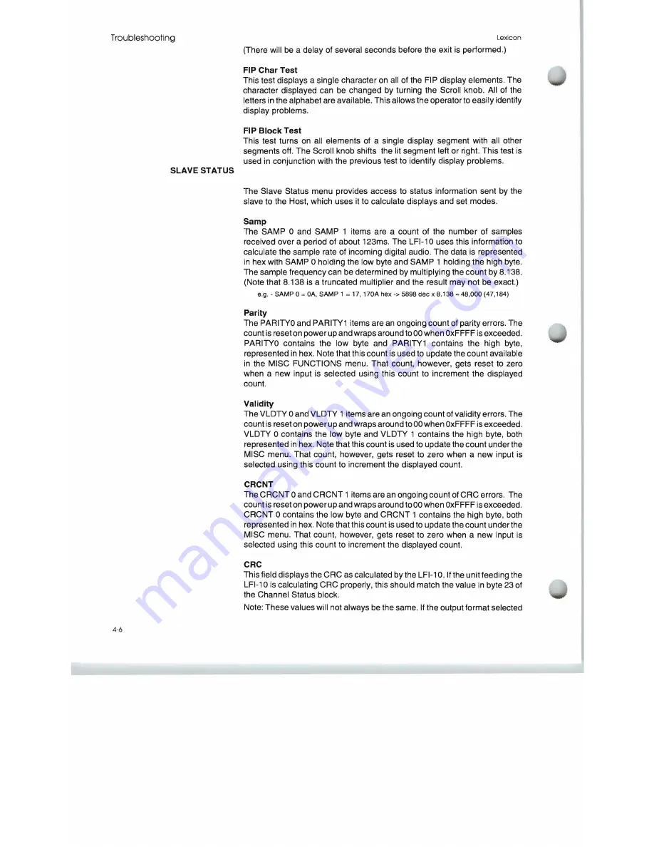 Lexicon LFI-10 User Manual Download Page 62