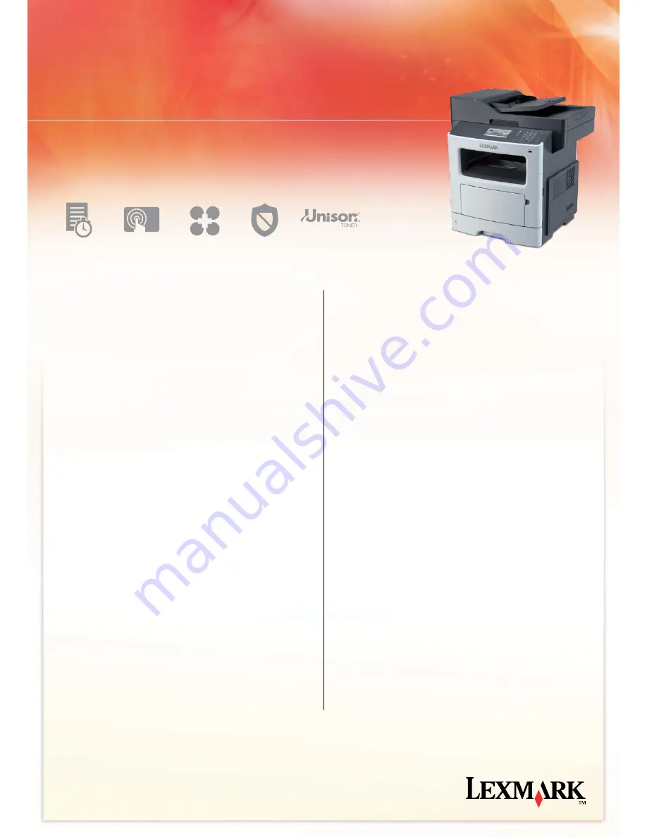 Lexmark MX510de Series Specifications Download Page 1