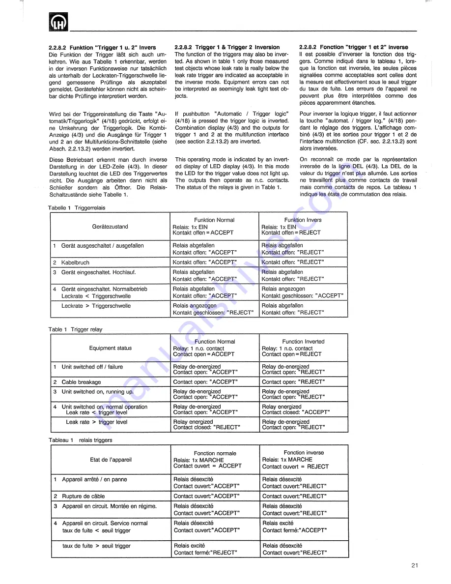 LEYBOLD Ultratest UL 100 Plus Operating Instructions Manual Download Page 21