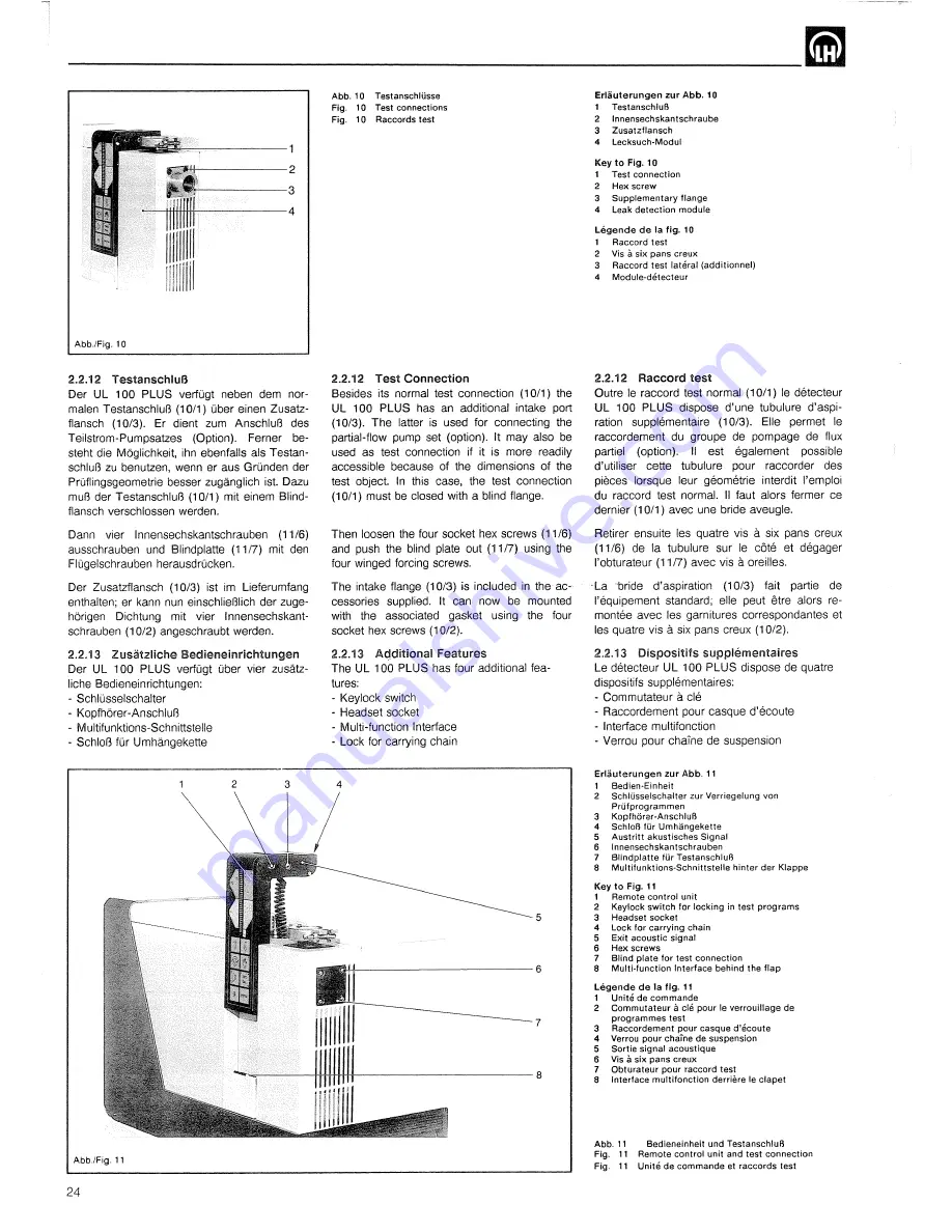 LEYBOLD Ultratest UL 100 Plus Operating Instructions Manual Download Page 24