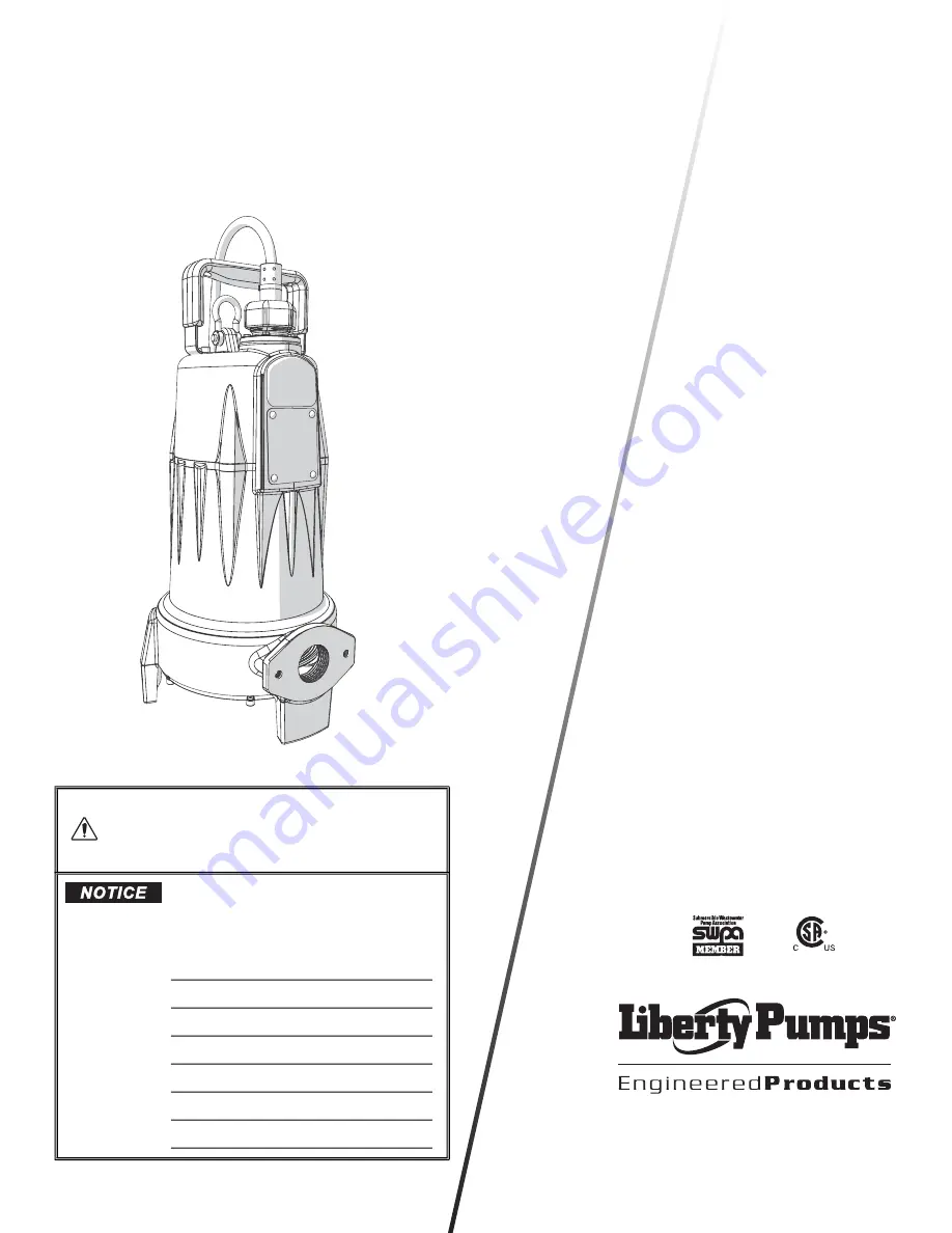 Liberty Pumps LGH02 Series Скачать руководство пользователя страница 1