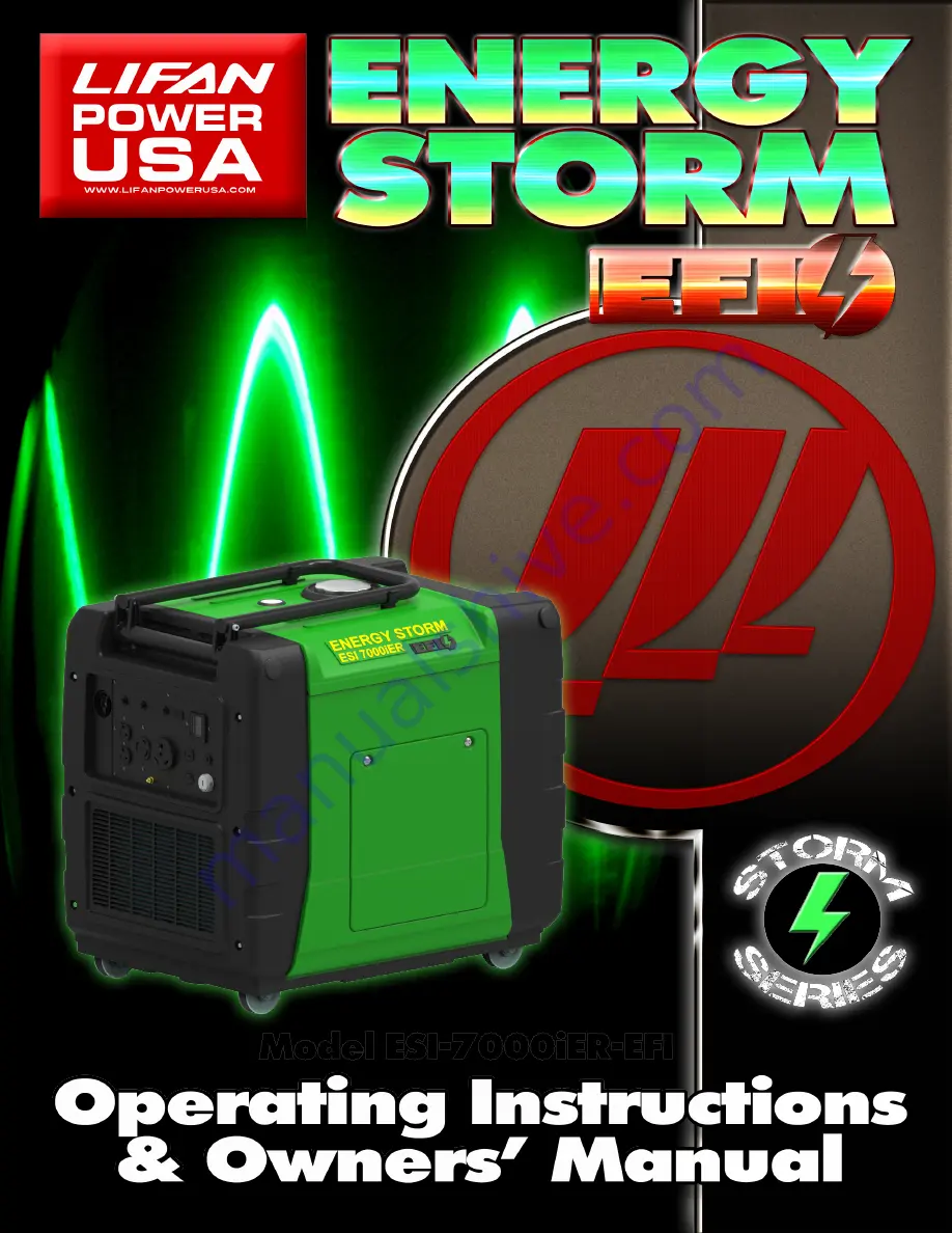 LIFAN	 Power USA Energy Storm ESI-7000iER-EFI Operating Instructions And Owner'S Manual Download Page 1