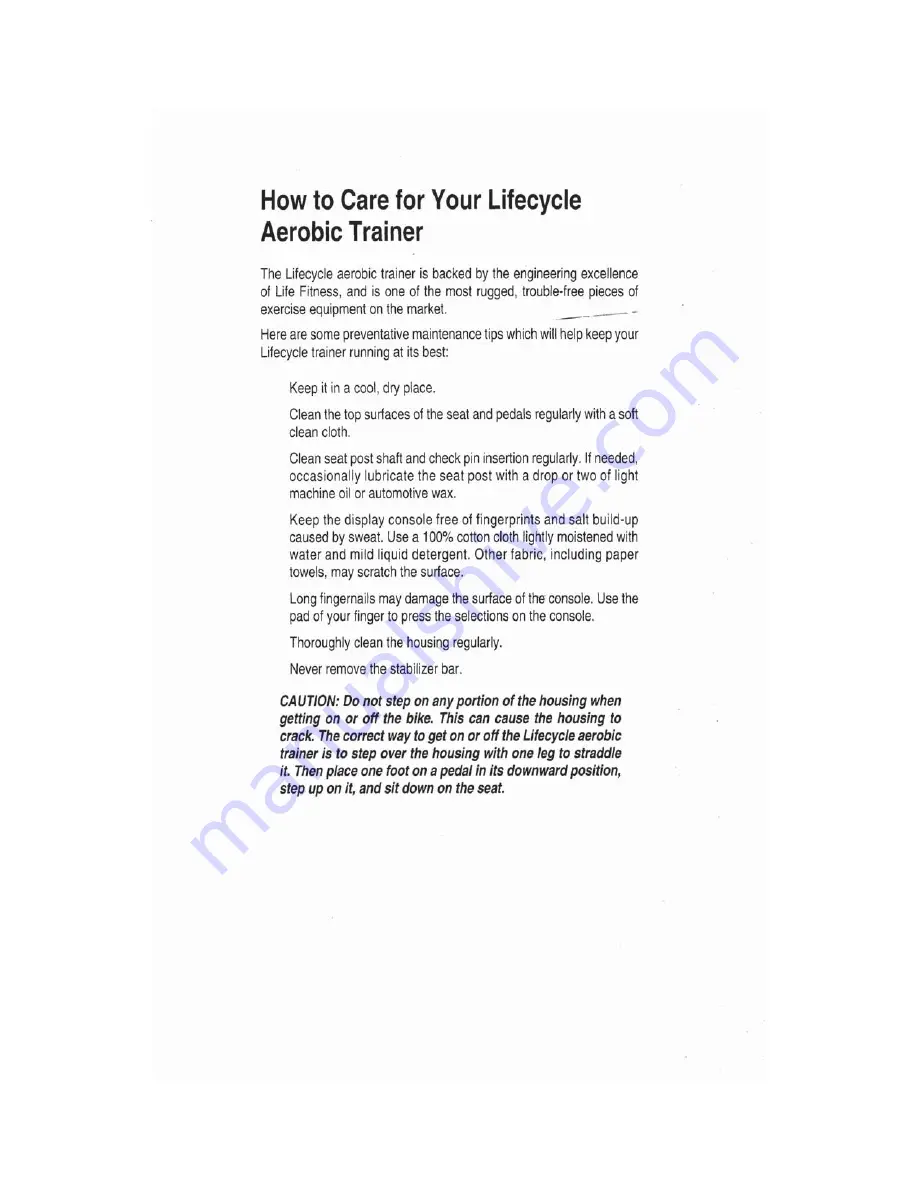 Life Fitness Life Cycle 3500 Fitness Manual & Operation Manual Download Page 39