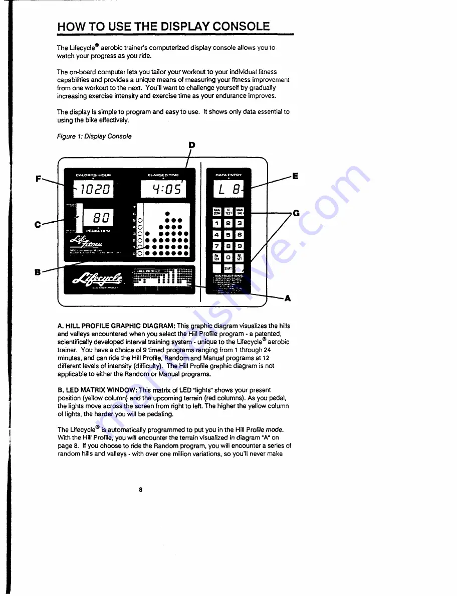 Life Fitness Lifecycle Aerobic Trainer 6000 Operation Manual Download Page 8