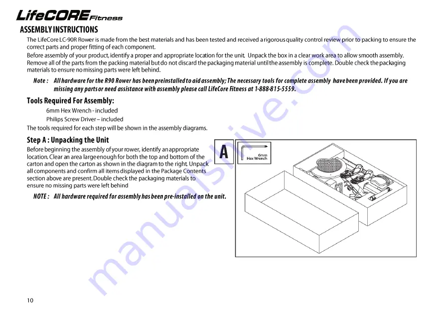 LifeCore Fitness LC-R90 Owner'S Manual Download Page 9