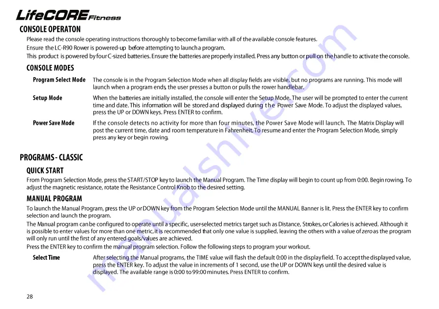 LifeCore Fitness LC-R90 Owner'S Manual Download Page 27