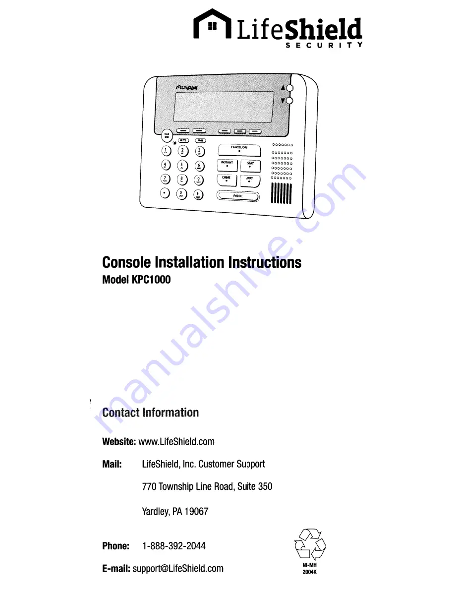 LifeShield KPC1000 Скачать руководство пользователя страница 1