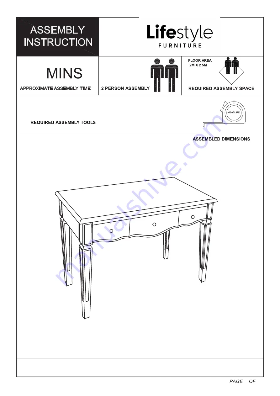 Lifestyle Furniture Paris Console Table Assembly Instruction Manual Download Page 1