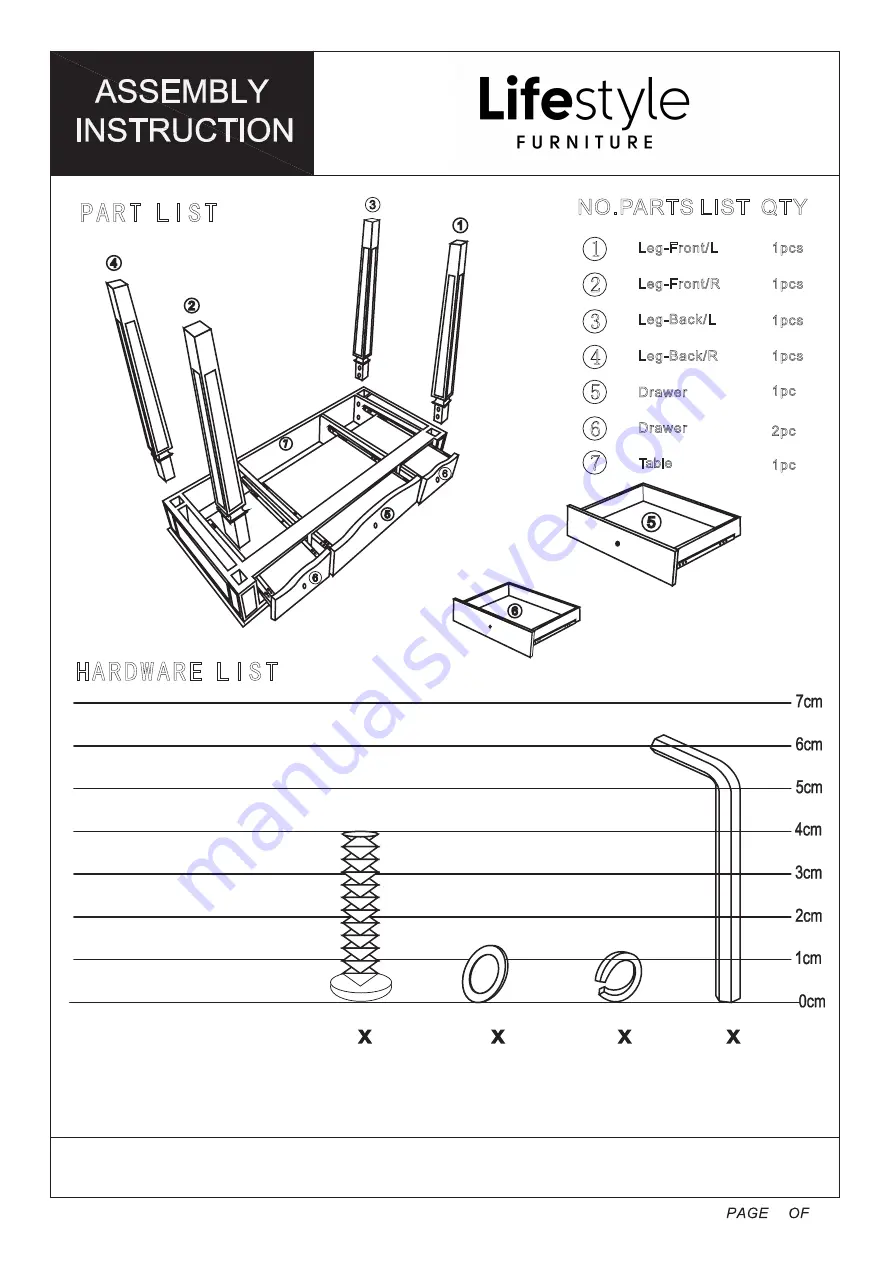 Lifestyle Furniture Paris Console Table Assembly Instruction Manual Download Page 2