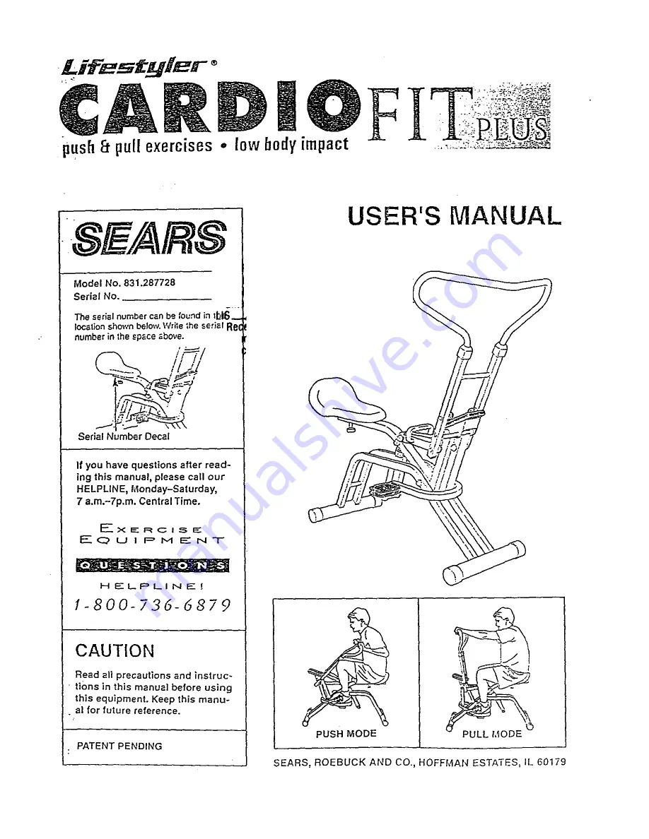 LIFESTYLER Lifestyler CARDIO FIT PLUS User Manual Download Page 1