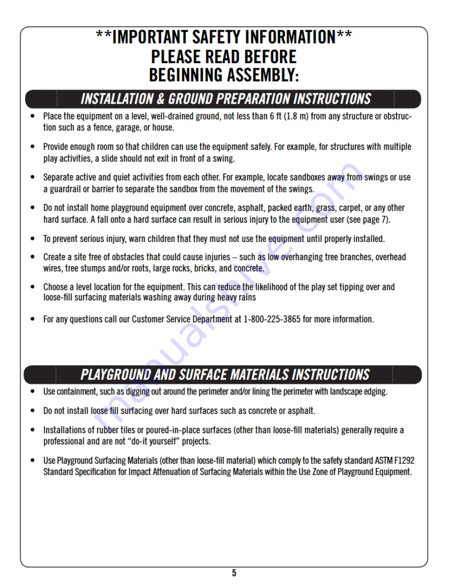 Lifetime A-FRAME PLAYSET 90042 Owner'S Manual Download Page 5