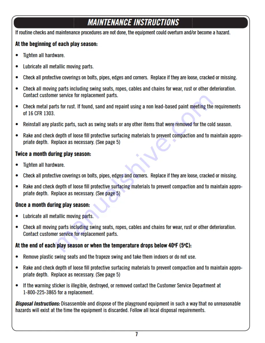 Lifetime A-FRAME PLAYSET 90042 Owner'S Manual Download Page 7