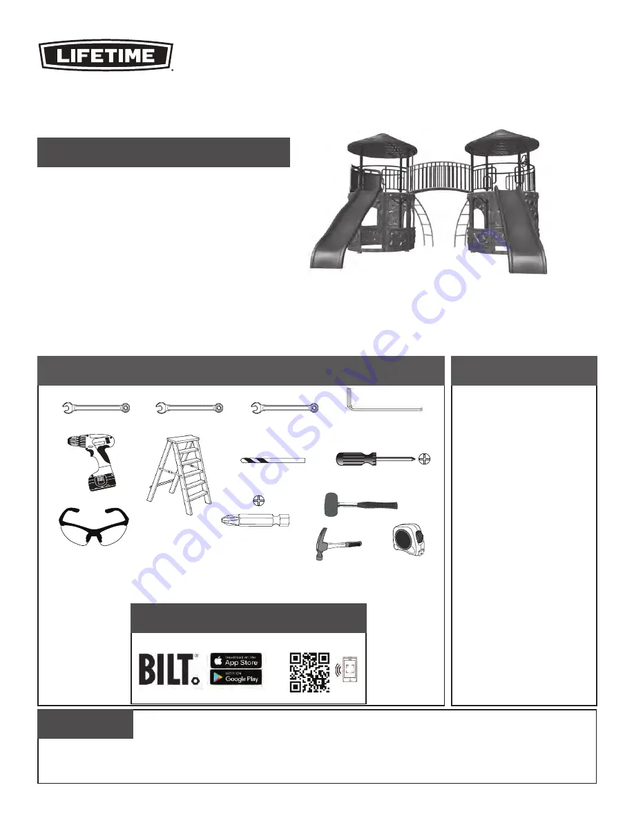 Lifetime DOUBLE ADVENTURE 90971 Assembly Instructions Manual Download Page 3