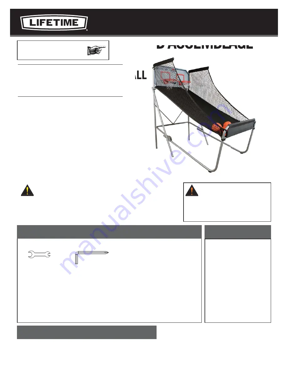 Lifetime DOUBLE SHOT 90056 Assembly Instructions Manual Download Page 2