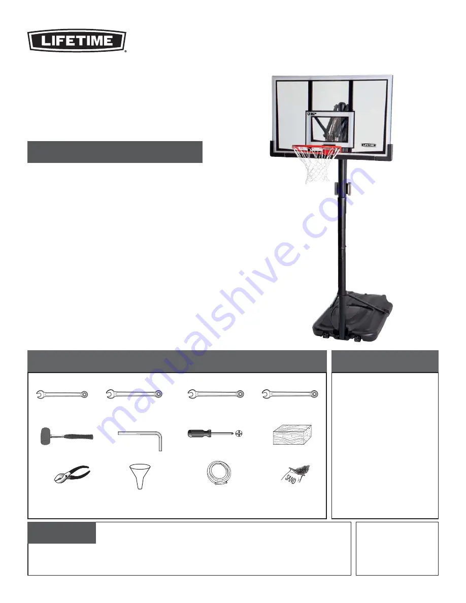 Lifetime FRONT ADJUST 90167 Assembly Instructions Manual Download Page 1