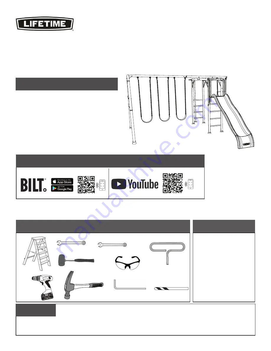 Lifetime MONKEY BAR ADVENTURE Assembly Instructions Manual Download Page 1