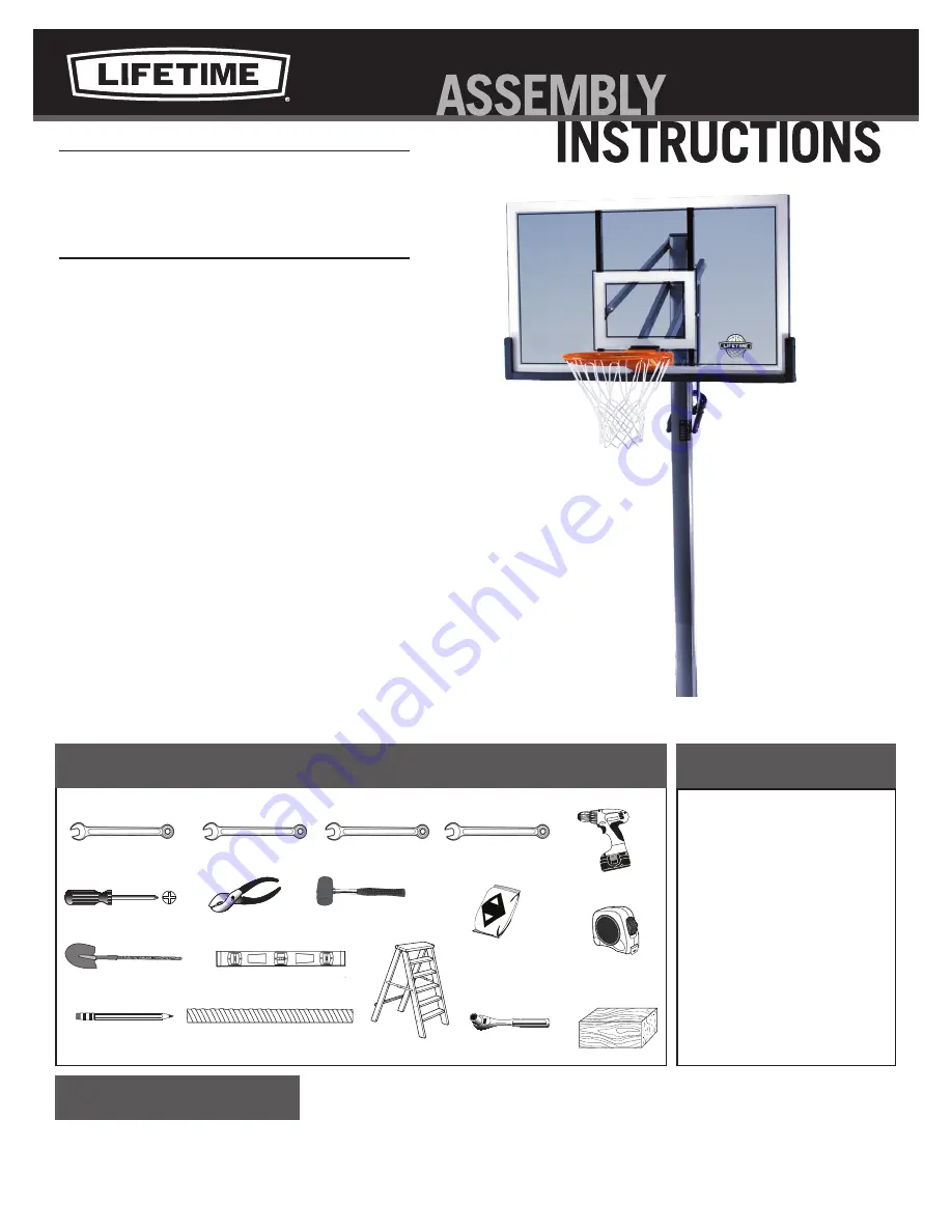 Lifetime POWER LIFT Aassembly Instructions Download Page 1