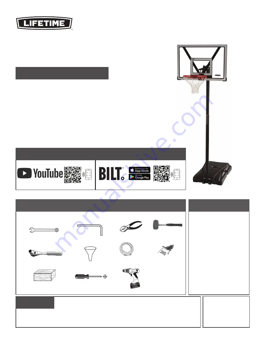 Lifetime QUICK ADJUST 90738 Assembly Instructions Manual Download Page 2