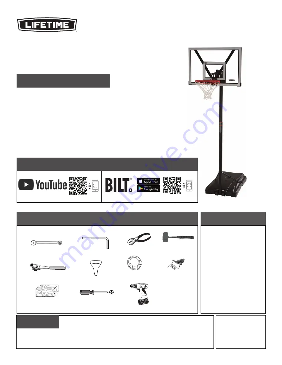 Lifetime QUICK ADJUST 90738 Assembly Instructions Manual Download Page 3