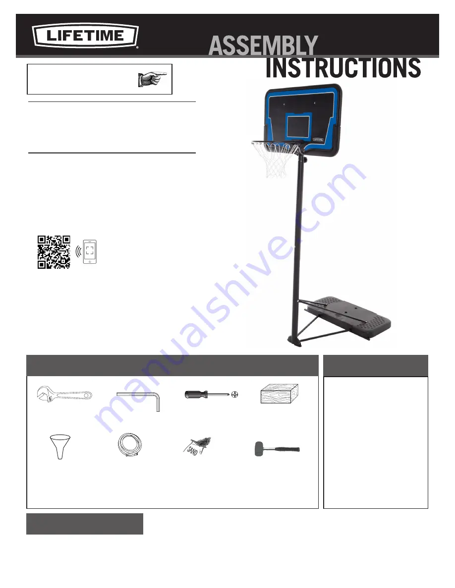 Lifetime STREAMLINE BASKETBALL SYSTEM Assembly Instructions Manual Download Page 1