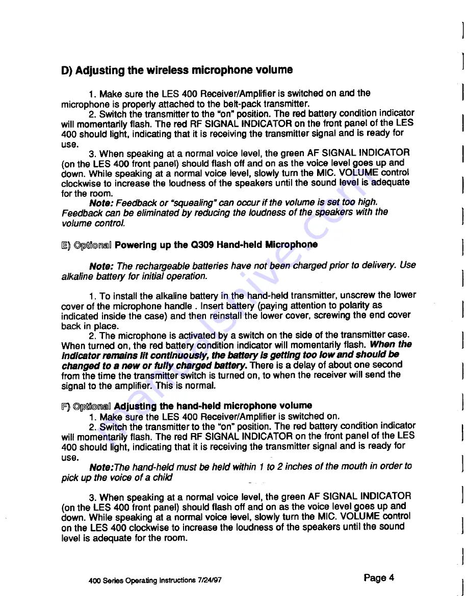 LightSpeed Technologies Listening Enhancement System LES 400 Series User Manual Download Page 5