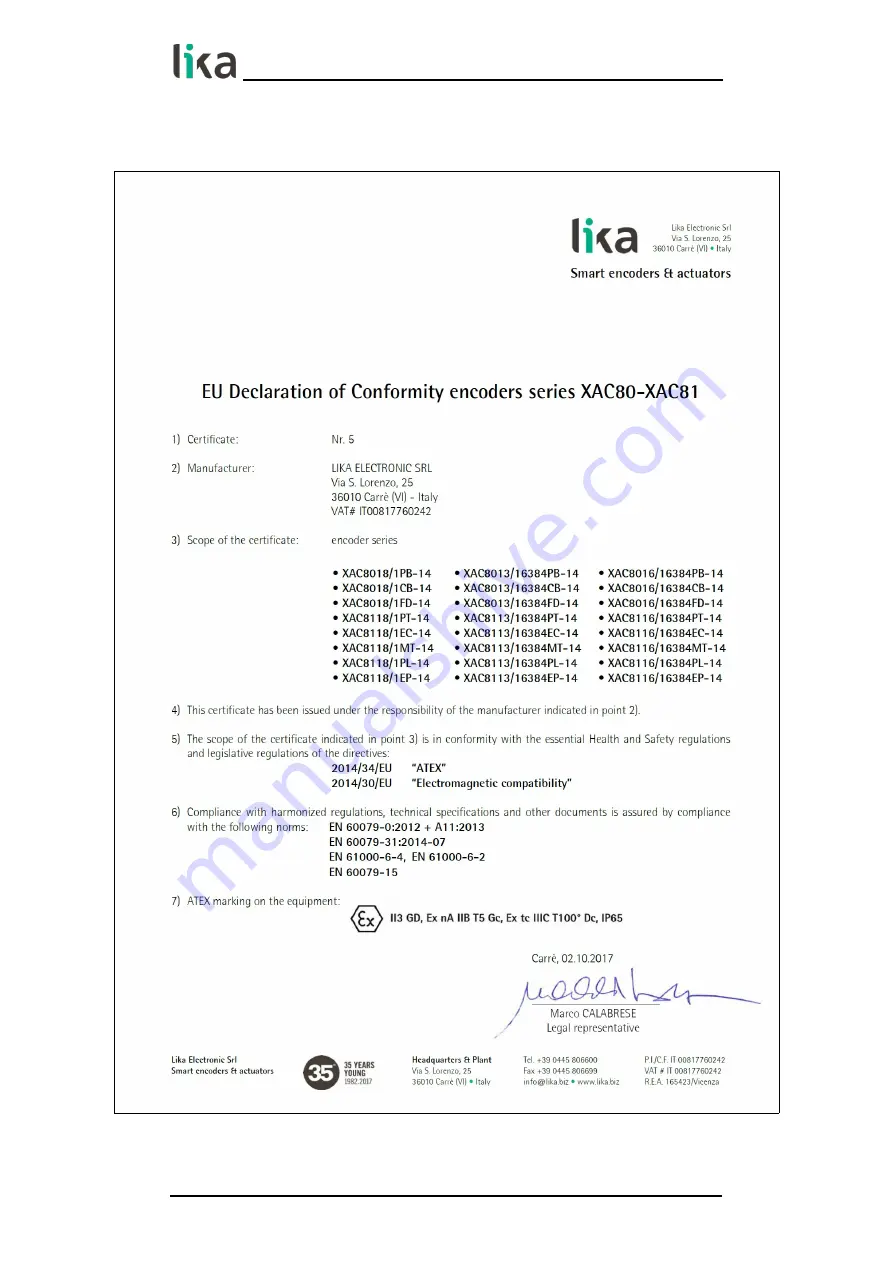 Lika XAC80 PB User Manual Download Page 22