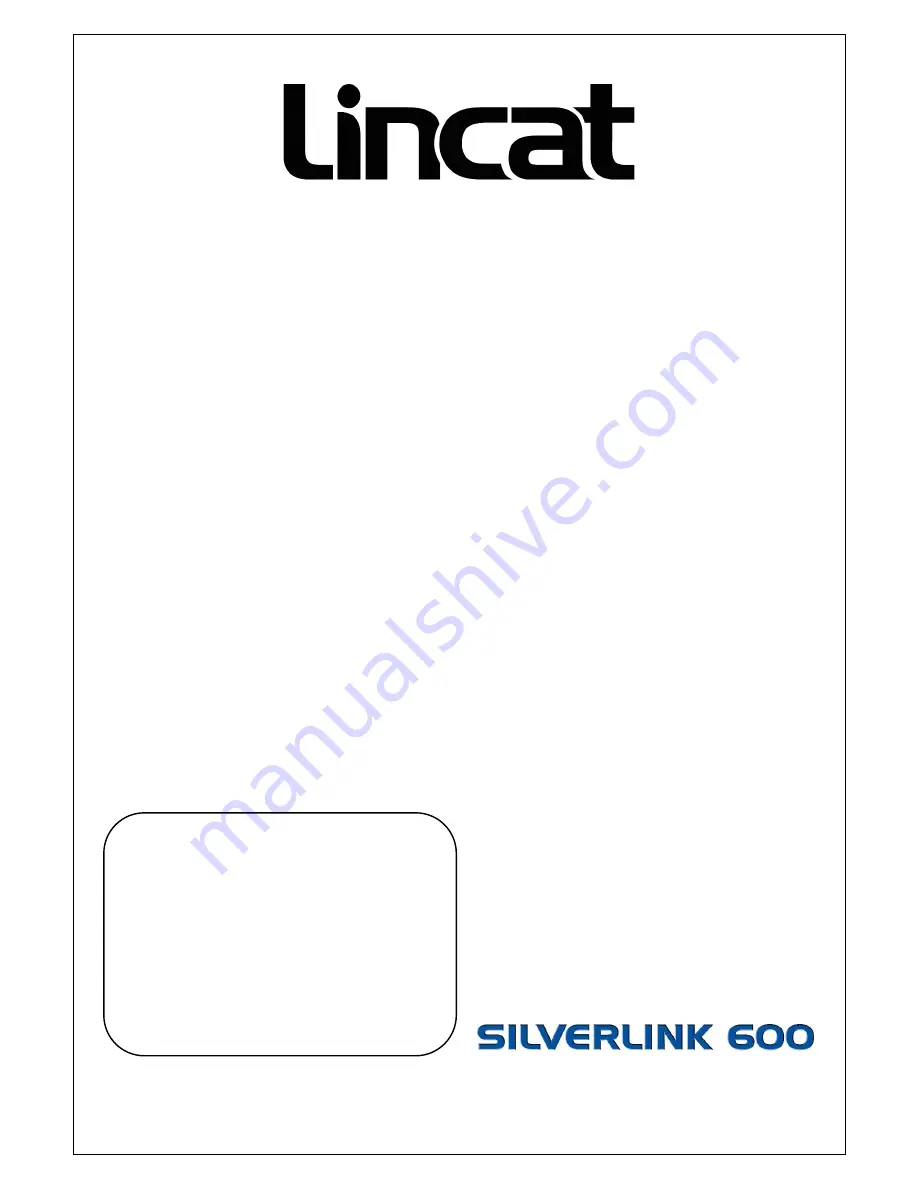 Lincat GS3 Installation, Operating And Servicing Instructions Download Page 1