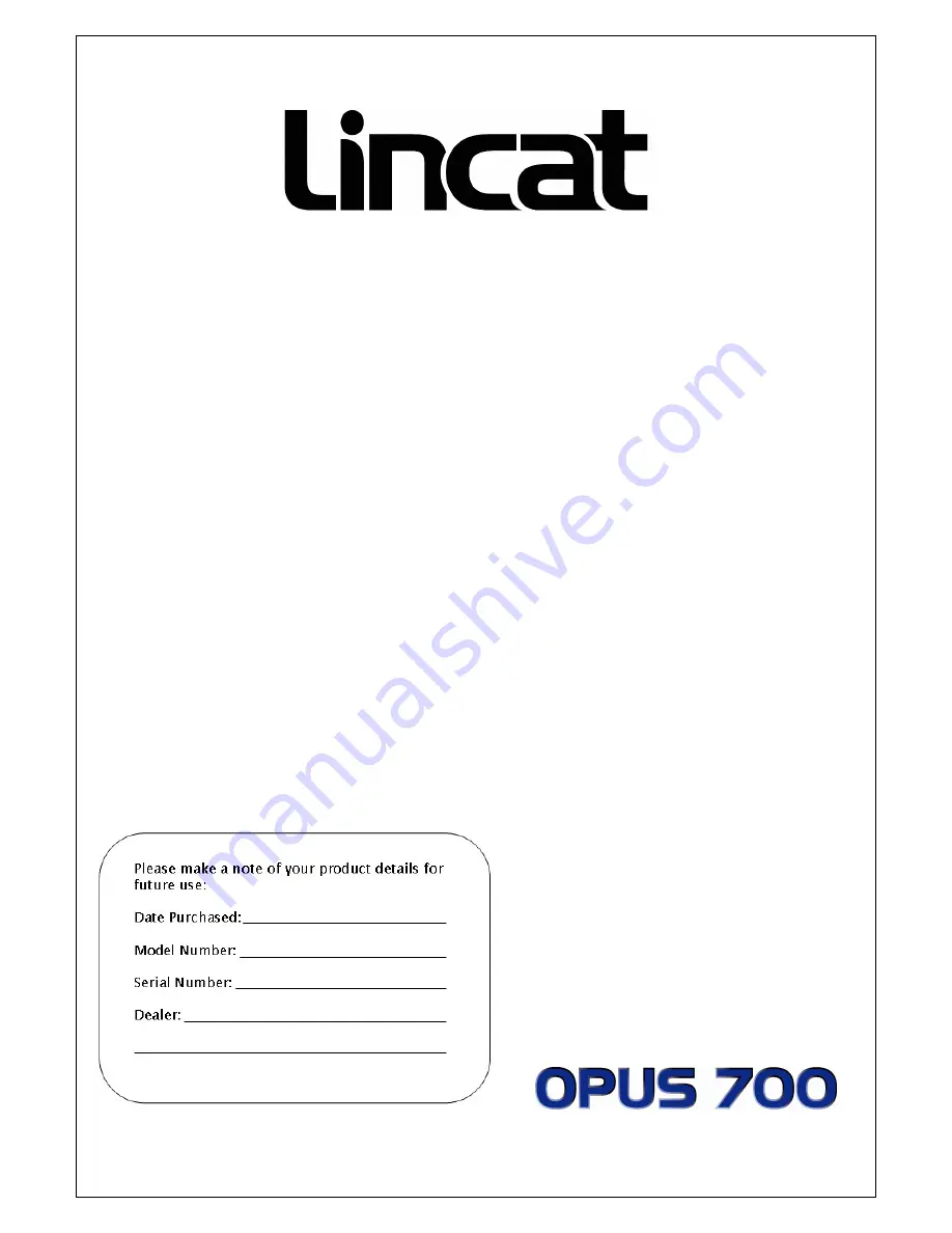 Lincat Opus OE7205 User Installation And Instructions Download Page 1