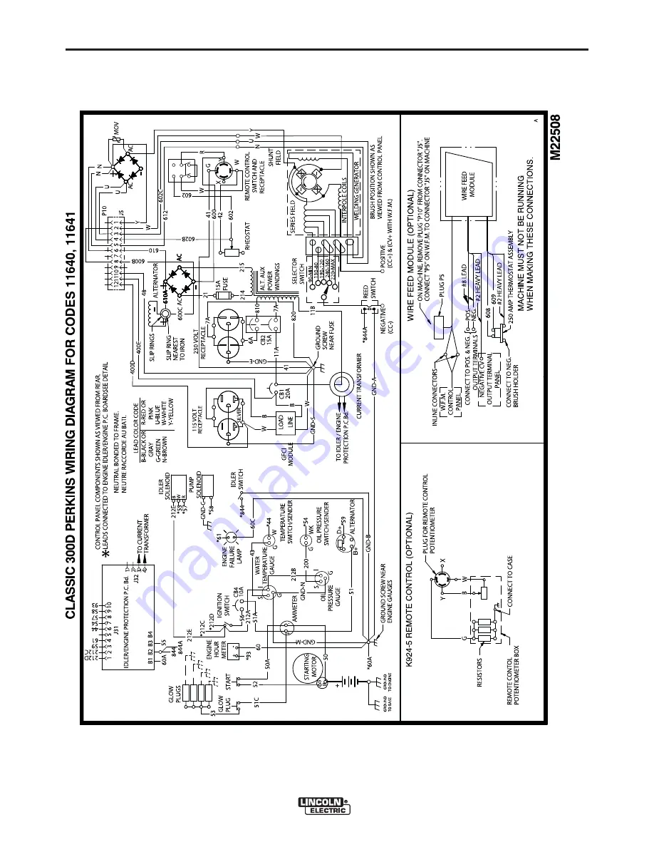 Lincoln Electric CLASSIC 300 D PERKINS Operator'S Manual Download Page 30