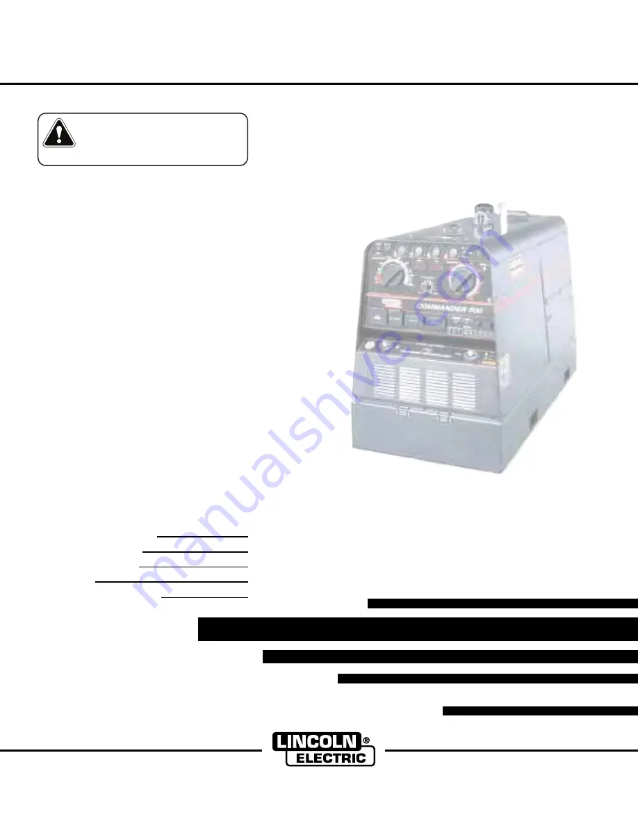 Lincoln Electric Commander 500 Cummins Скачать руководство пользователя страница 1