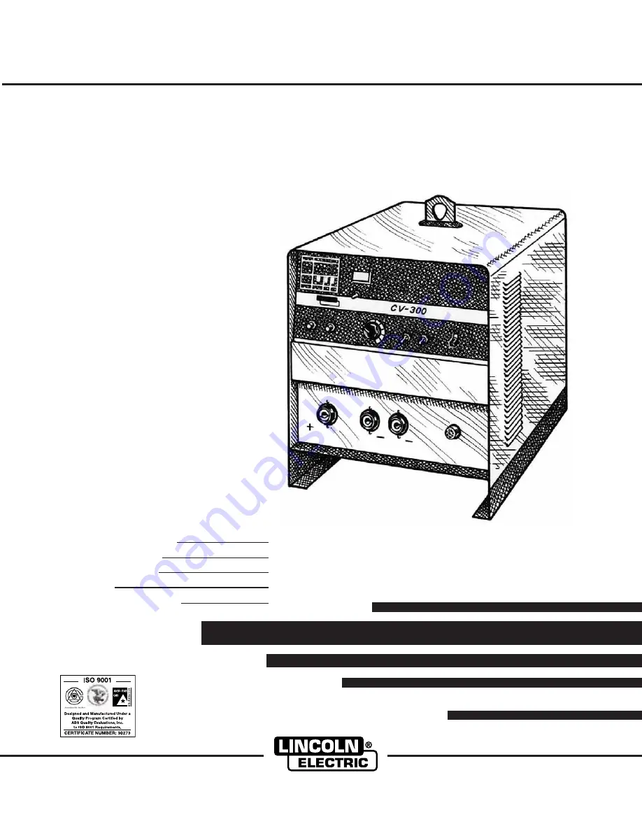 Lincoln Electric IDEALARC CV-300 Operator'S Manual Download Page 1