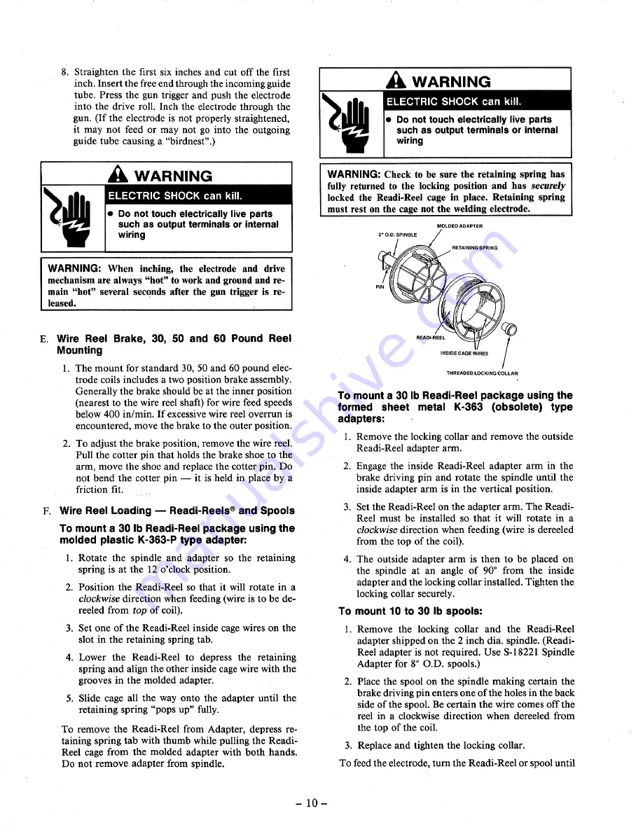 Lincoln Electric IDEALARC SP-200 Operating Manual Download Page 10