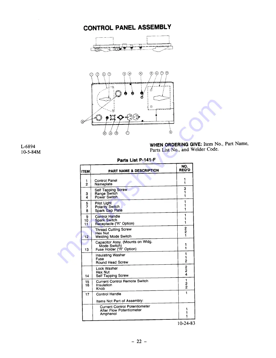 Lincoln Electric IDEALARC TIG-250/250 Operating Manual Download Page 22