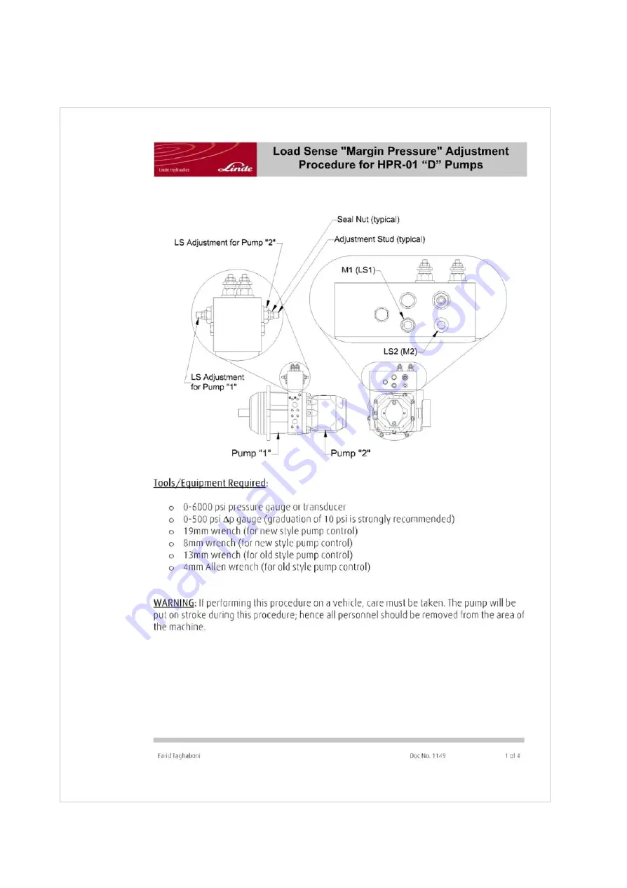 Linde HPR-01 D Adjustment Procedure Download Page 1