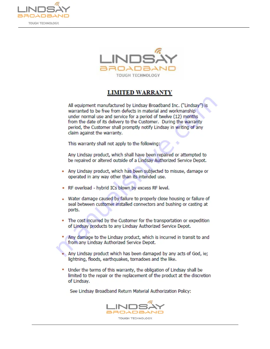 Lindsay Broadband LB-1310TC Series User Manual Download Page 15