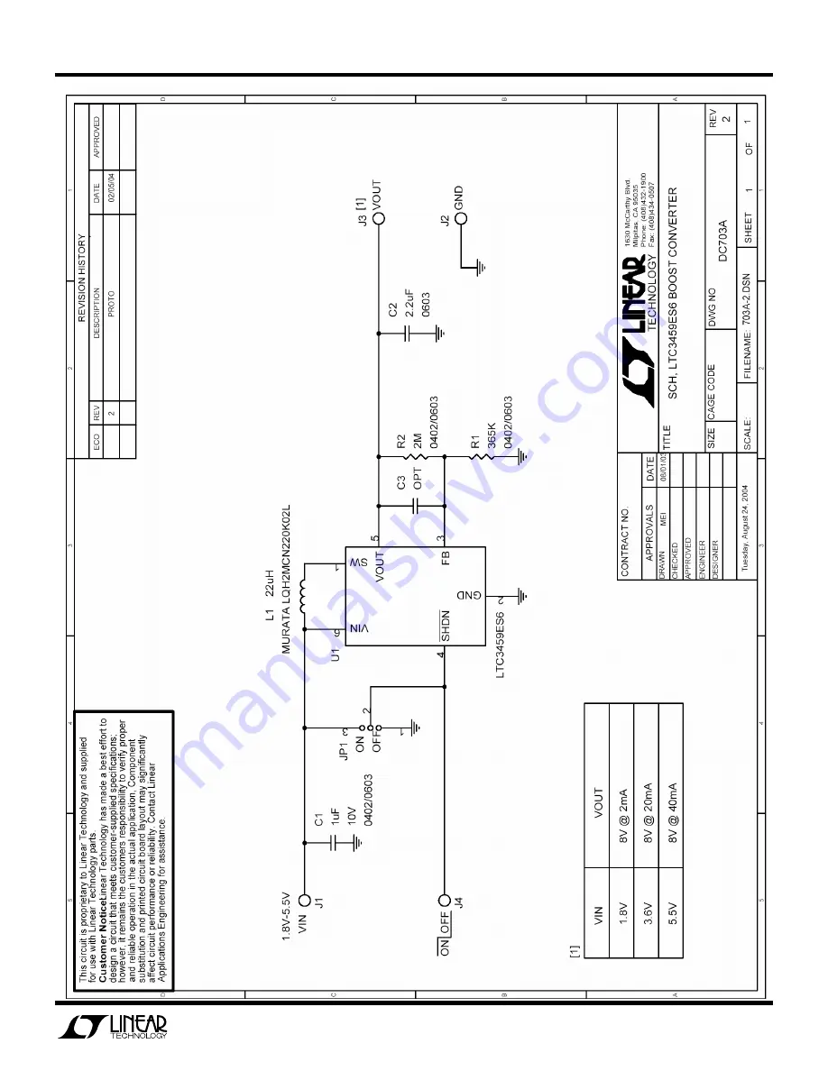 Linear Technology LTC3459ES6 Скачать руководство пользователя страница 3